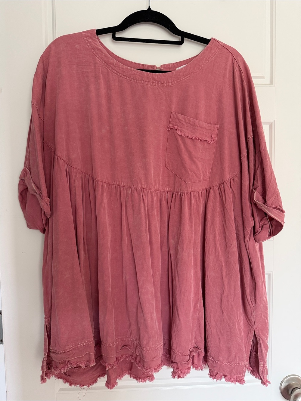 Sewn + Seen Women's Oversized Babydoll Top in Rose